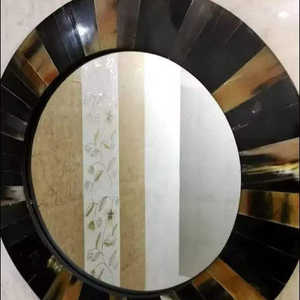 Marco de Espejo con Incrustaciones de Hueso, Estilo Art Deco Moderno y Profesional, Decoración para Bodas, Ecológico, Ligero, para Montar en la Pared - Product Image 1