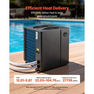 Pompe à chaleur pour piscine, 104790 BTU max, chauffe-eau électrique pour piscine enterrée jusqu'à 27738 gallons, technologie DC Inverter avec application Wi-Fi - Product Image 3