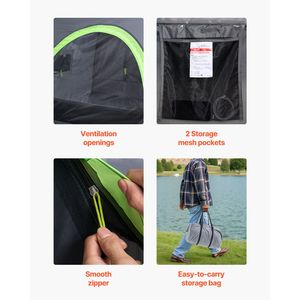 Tenda da campeggio impermeabile in PU 2000mm per 2-3 persone, tenda da letto doppia per cassone camion 5.0-5.2 ft, tenda per pickup, copertura per auto - Product Image 6