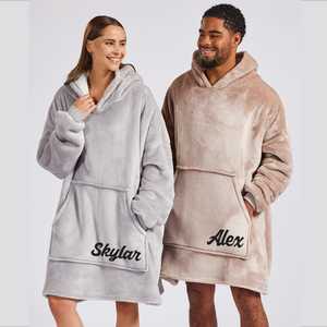 Personalized Name Flannel <b>Blanket</b> <b>Hoodie</b>-Custom Custom Wearable <b>Blanket</b> Sweatshirt - Product Image 1