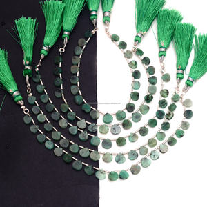 Natural Emerald Smooth Flat Heart Shape <b>Beads</b> 6 Inch 6x6 <b>to</b> 8x8 MM Gemstone Strand Use For <b>Making</b> Jewelry <b>Bracelet</b> Necklace - Product Image 2