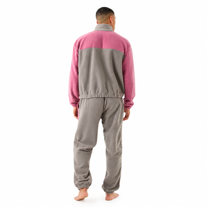 Custom Solid Eco-Friendly 100% Cotton Breathable Casual Tracksuit for <b>Men</b> Half Zip <b>Pullover</b> Jogger Set Winter Warm Streetwear - Product Image 2