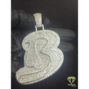 Lab Grown Diamond <b>Iced</b> <b>Out</b> B Letter Pendant Hip Hop Custom Initial <b>Chain</b> Luxury Bling Jewelry Gift - Product Image 3