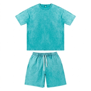 Ensemble 2 pièces décontracté pour homme : T-shirt col rond et short délavé à l'acide – Tenue d'été - Product Image 6