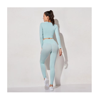 Conjunto de Yoga de 2 Piezas para Mujer, Top sin Mangas, Sujetador Deportivo, Leggings de Cintura Media, Color Sólido, Transpirable, de Secado Rápido, Ecológico - Product Image 6