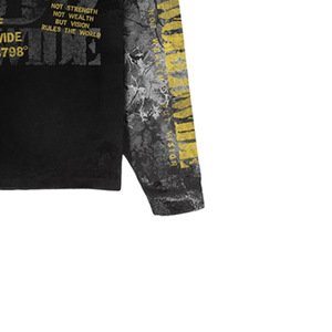 Brand Men's Long Sleeve <b>Raglan</b> <b>T</b>-<b>Shirt</b> Sublimation Print Street Style O-Neck Regular Fit Black Yellow Pattern - Product Image 2