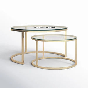 Table gigogne multifonction en métal avec plateau en verre transparent pour salon, chambre et bureau - Product Image 3