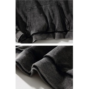 Sudadera con Capucha Extra Grande para Hombre, 100% Algodón, Felpa Francesa, Color Sólido Lavado, Diseño con Bolsillo, Informal, Otoñal, Tejida, Manga Larga - Product Image 2