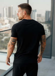 Camiseta de Manga Corta para Hombre, Corte Ajustado, Color Sólido, Suave, Elástica, Transpirable, Ligera, Informal, para Uso Diario, Cuello Redondo - Product Image 6