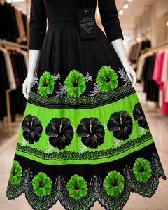 Women's High Quality Floral Embroidered Cotton Hawaiian Islander Skirt Latest Guam Micronesia Design Sequined for Summer - Product Image 2