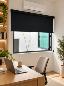 ม่านม้วน WINHOME RB Super Black Series สีดำสนิท แบบทึบแสง รุ่นโมเดิร์นเรียบง่าย พร้อมระบบควบคุมแสงสำหรับหน้าต่างบานเลื่อน - Product Image 1