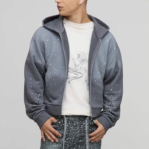 Vente en gros : Sweat à capuche pour homme taille XS, délavé à l'acide, respirant, design zippé, couleur unie, vêtement d'hiver en tissu polaire - Product Image 1