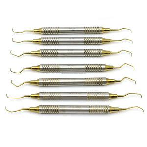 Juego de 7 piezas de curetas y raspadores periodontales Gracey con mango hueco, instrumentos quirúrgicos dentales de colores - Product Image 1