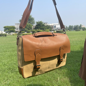 Leather Messenger <b>Bag</b> Laptop <b>Compartment</b> Dual Buckle Top Handle Crossbody Travel Office Work Satchel Daily Use Waterproof - Product Image 2