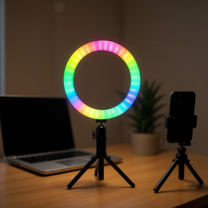 ไฟวงแหวน 26 ซม. เปลี่ยนสีได้ RGB สำหรับไลฟ์สด แต่งหน้า ถ่ายวิดีโอ - Product Image 3
