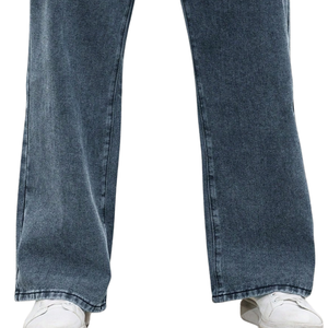 Jean en denim délavé bleu vintage pour homme, coupe ample, jambe large, décontracté, 100 % coton, séchage rapide, respirant, taille mi-haute, usage quotidien - Product Image 6