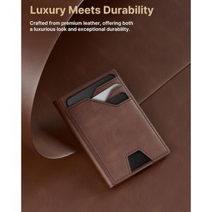 Premium Genuine Leather Men's <b>Wallet</b> with <b>RFID</b> <b>Blocking</b> Slim Front Pocket 15 Cards Capacity ID Window - Product Image 2