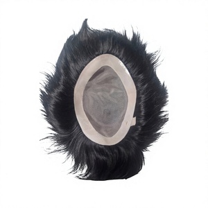 Toupet Taz Hair BD à base de dentelle mono, cheveux raides noirs, raie centrale, texture 28mm, cheveux indiens Remy, nœuds invisibles, densité 130% - Product Image 1