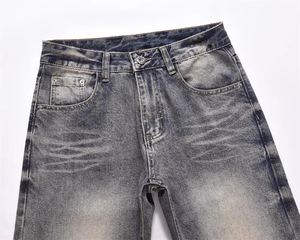 Jeans de Mezclilla Lavados Estilo Urbano para Hombre, Última Colección, Pantalones Holgados Casuales de Corte Recto, Estilo Hip Hop Urbano, Tallas Grandes - Product Image 3