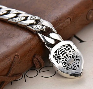 New Vintage and Powerful Lion-shaped Bracelet Featuring Unique Punk Rock Style and Cuban Chain Copper Bracelet for <b>Men</b> - Product Image 2