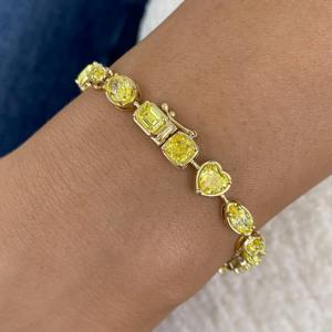 Élégant bracelet tennis ovale en diamant de laboratoire couleur E-F, or jaune 14K, 8,00 ct VVS2, certifié IGI, haute joaillerie, cadeau pour femme, anniversaire - Product Image 2