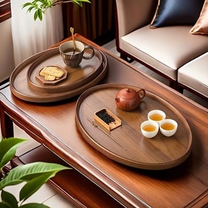 Plateau de rangement et de service ovale élégant avec rebord surélevé lisse, idéal pour le café, les collations et le petit-déjeuner, parfait pour la décoration de table et l'usage quotidien - Product Image 3