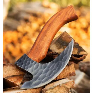 Hache artisanale Burraq en acier au carbone avec manche en bois de rose et étui en cuir, hache à pizza pour l'extérieur, cadeau idéal pour la fête des pères - Product Image 5