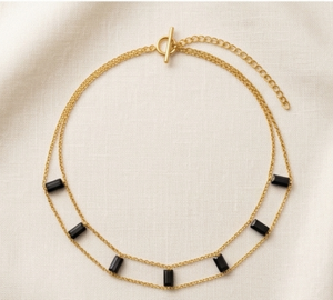 Collier ras du cou en onyx noir naturel plaqué or 18 carats |   Pierres précieuses certifiées naturelles - Product Image 4