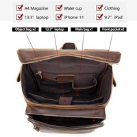 Mochila para Portátil de Cuero Genuino, Moderna, Ecológica, Duradera, de Gran Capacidad, con Cremallera Desmontable, Correa Ajustable, Impermeable, Unisex