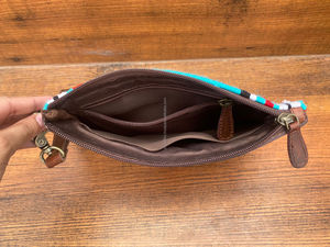 Monedero hecho a mano con manta de sillín múltiple con cuero mecanizado estilo occidental, bolso de mano de cuero genuino, billetera de lujo, regalo para ella - Product Image 6