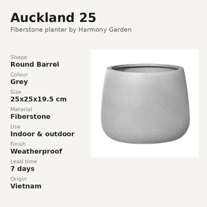 Jardinière ronde en Fiberstone gris Auckland 25, 25x25x19,5 cm, petit pot de fleurs d'intérieur/extérieur, résistant aux intempéries, Vietnam - Product Image 3