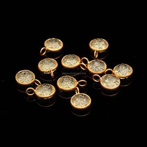 Pendentif en pierre de quartz citron naturel sculpté à la main, charme en argent sterling 925 pour la création de bijoux, 11 mm - Product Image 2