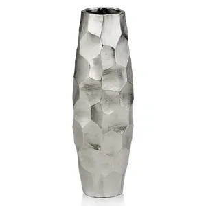 Casting Aluminium Durable Metal Tabletop Vase with Hammered Texture Irregular Shape Handmade Floral Display Decor - Product Image 1