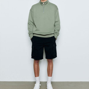 เสื้อสเวตเชิ้ตผู้ชายสีพื้น คอซิป ¼ ซิป ทรงปกติ แขนยาว สไตล์ลำลอง ผ้าเฟรนช์เทอร์รี่ สตรีทแวร์ ผ้าถัก คอตตอน สำหรับฤดูหนาว - Product Image 4