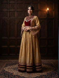 ชุดเดรสอัฟกันคูชีขายส่ง คุณภาพดีที่สุด ผ้าปักลายสวยงาม ดีไซน์แบบปะติดปะต่อ ความยาวระดับพื้น ลายธรรมชาติ - Product Image 5