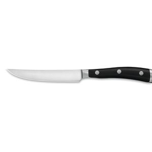 Couteaux à steak au design classique avec lame en acier inoxydable à bord lisse et manche ergonomique noir pour trancher la viande grillée - Product Image 3