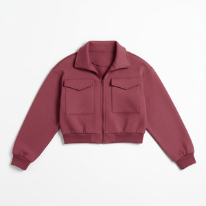 Sweat à capuche oversize en polaire premium pour femme avec fermeture éclair, broderie personnalisée, respirant, 100% coton/polyester pour l'hiver - Product Image 4