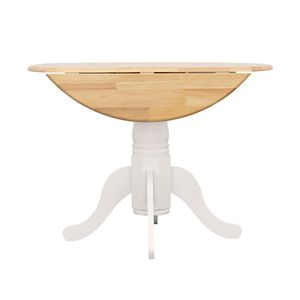 Tavolo da Pranzo Rotondo Naturale Marrone e Bianco con Pratico Piano Ribaltabile, Prodotto Ecologico - Product Image 6