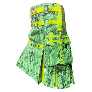 Kilt écossais camouflage vert néon pour homme, en coton, style utilitaire, tendance, 2026 - Product Image 3