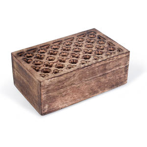 Precio de fábrica Jali Design Caja de almacenamiento de madera para joyería y decoración del hogar Opciones de diseño personalizado disponibles Hecho de madera de mango - Product Image 1