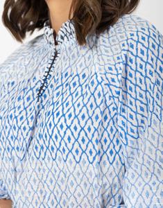 Vestidos de verano con cuello abierto y estampado de diamantes múltiples, diseño artesanal estampado a mano, vestidos con diseño escalonado. - Product Image 4