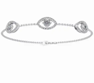 Auras Vision Halo Diamond Chain Bracelet 9kt 14kt 18kt Yellow <b>Rose</b> White <b>Gold</b> 0.877 Carat 69 Natural Diamonds Fine Jewelry - Product Image 1