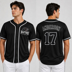 Maillot de baseball personnalisé pour hommes grandes tailles, respirant, brodé, autographié, modèle Anderson des Raptors - Product Image 2
