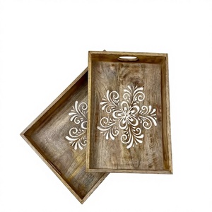 High Quality Deluxe Eco Friendly Handmade Multifunctional <b>Breakfast</b> <b>Tray</b> Set Unfinished Wooden Kitchenware Dishwasher Microwave - Product Image 6