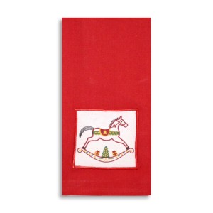 Serviette de cuisine de qualité supérieure avec broderie pour Noël, 100% coton, couleur rouge, pour usage en cuisine. - Product Image 2