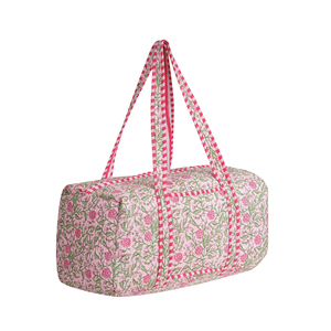 Bolsa de Viaje de Fin de Semana de Lujo, Hecha a Mano, de Algodón Resistente, Acolchada, con Estampado Floral, Estilo Bohemio - Product Image 1