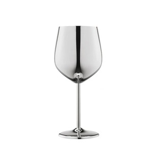 Coupe à vin en acier inoxydable brillant, gobelet à pied en métal contemporain - Product Image 2