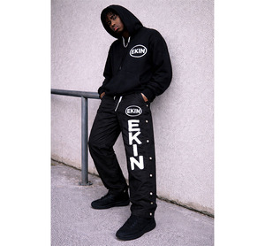 Custom High Quality Men's Streetwear Custom Embroidery Breathable <b>Waterproof</b> Oversized Baggy Wide Leg Loose Nylon Track <b>Pants</b> - Product Image 3