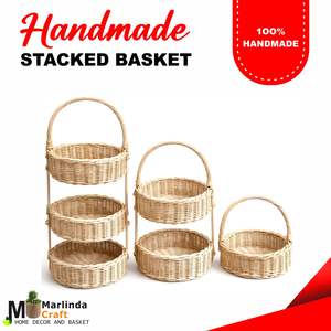 Cesta de Ratán Apilada Hecha a Mano - Product Image 1