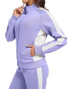 Conjunto de Dos Piezas para Mujer, Sudadera con Cierre y Pantalones, Chaqueta de Felpa Lavanda, Pantalones a Juego, Ropa Casual, Corte Regular, Top Corto, Ecológico - Product Image 6